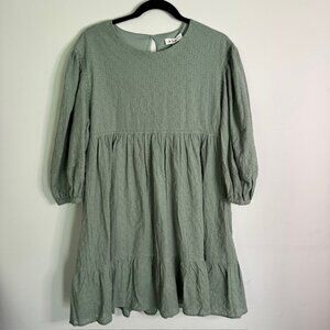 In Loom Women's Green Eyelet Lace 3/4 Sleeve Baby Doll Dress Size Medium NEW!!!